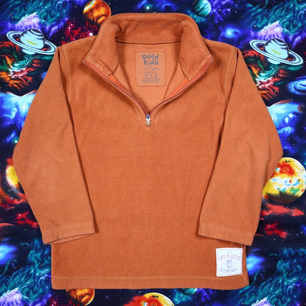 Life is Good Boys Orange Fleece Pullover Sweater